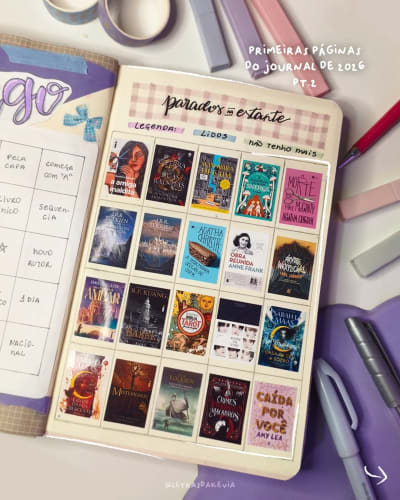 ✧ Primeiras páginas do meu journal de 2026 pt. 2 ✿ Que eu resolvi unir o meu Reading journal (caderno de leituras) com o scrapbook…