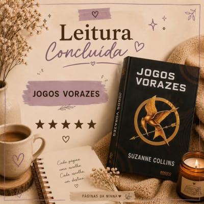 📚 Leitura concluída! Finalizei Jogos Vorazes e posso dizer que foi uma leitura que realmente me prendeu do começo ao fim. Sem dar…