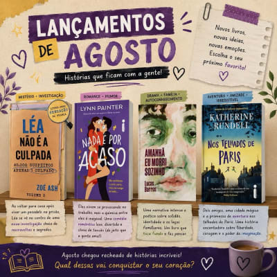 📚✨ ALERTA DE LANÇAMENTOS: agosto chegou disposto a acabar com a nossa lista de “não vou comprar mais livros”! 😂💸 Tem mistério para…