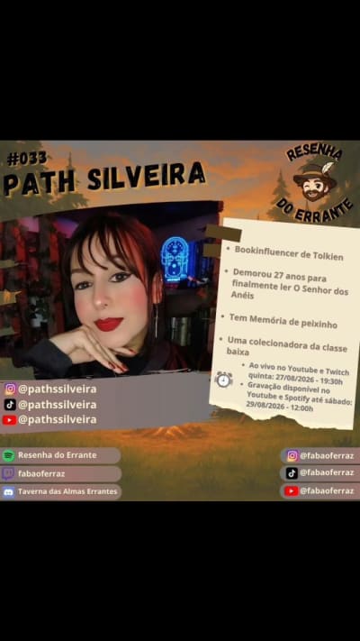 Resenha do Errante - Ep 033 - Path Silveira Anunciando oficialmente a preparação do episódio 33 do podcast Resenha do Errante, onde terei…