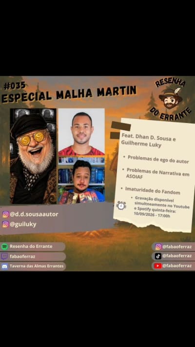 Resenha do Errante - Ep 035 - Especial Malha Martin Anunciando oficialmente o episódio 35 do podcast Resenha do Errante, onde contei com a…