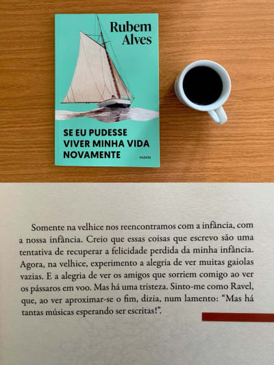 “A vida é bela a despeito de tudo” 🩵✨ ​Tenho um segredo que nunca contei aqui: sempre que leio Rubem Alves, eu choro muito. Fico assim…