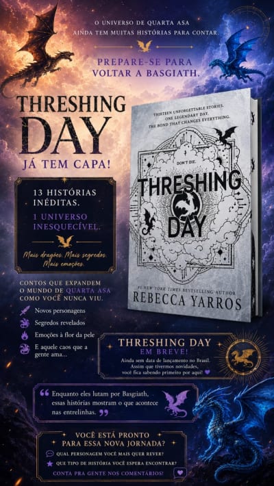 A capa de Threshing Day finalmente foi revelada e eu já estou completamente obcecada! ✨ Serão 13 histórias inéditas ambientadas no…