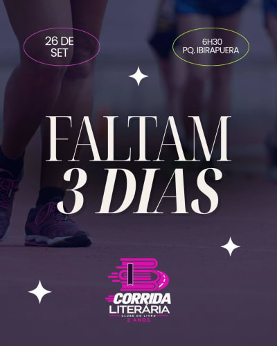 Faltam só 3 dias para a nossa #corridaliteraria e estamos nos últimos ingressos. Corre no link na bio fazer a sua inscrição gratuita…