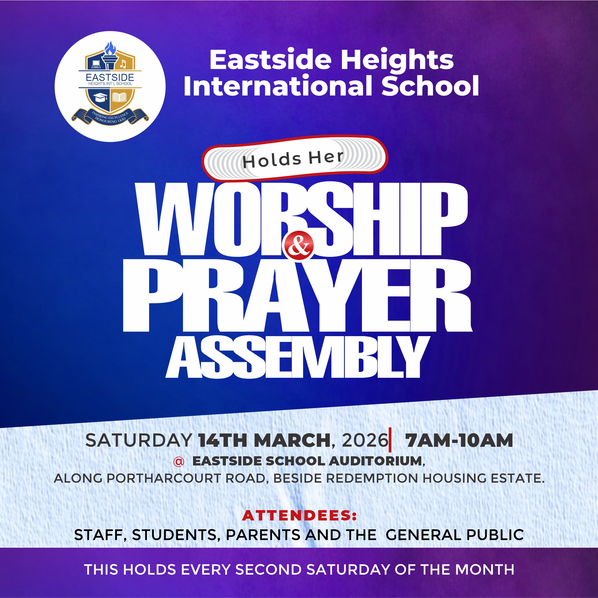 Join Us for Our Monthly Worship & Prayer Assembly