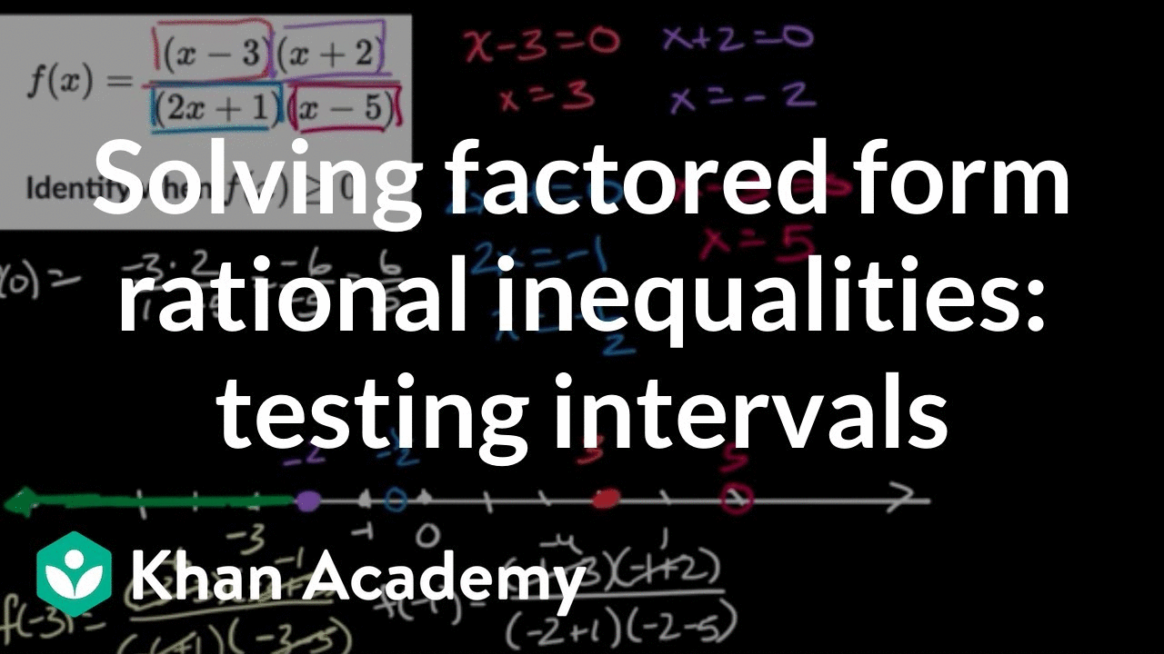 Solving factored form rational inequalities by testing intervals | Precalculus | Khan Academy