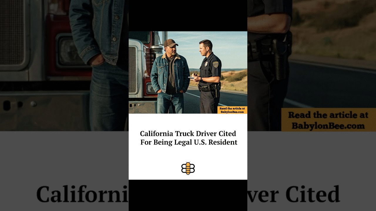 Read the article: https://babylonbee.com/news/california-truck-driver-cited-for-being-legal-us-resid