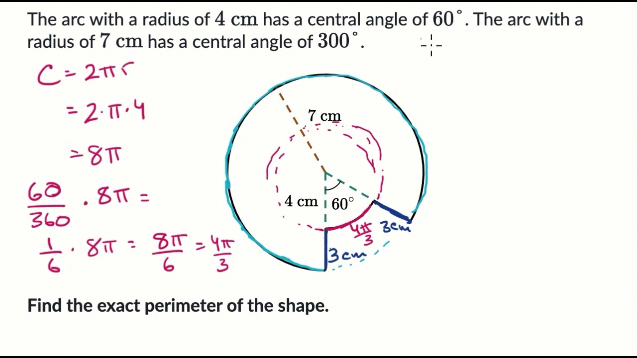 Finding perimeter of shape with arcs | Geometry (TX TEKS) | Khan Academy