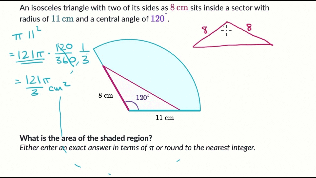 Area between sector and triangle