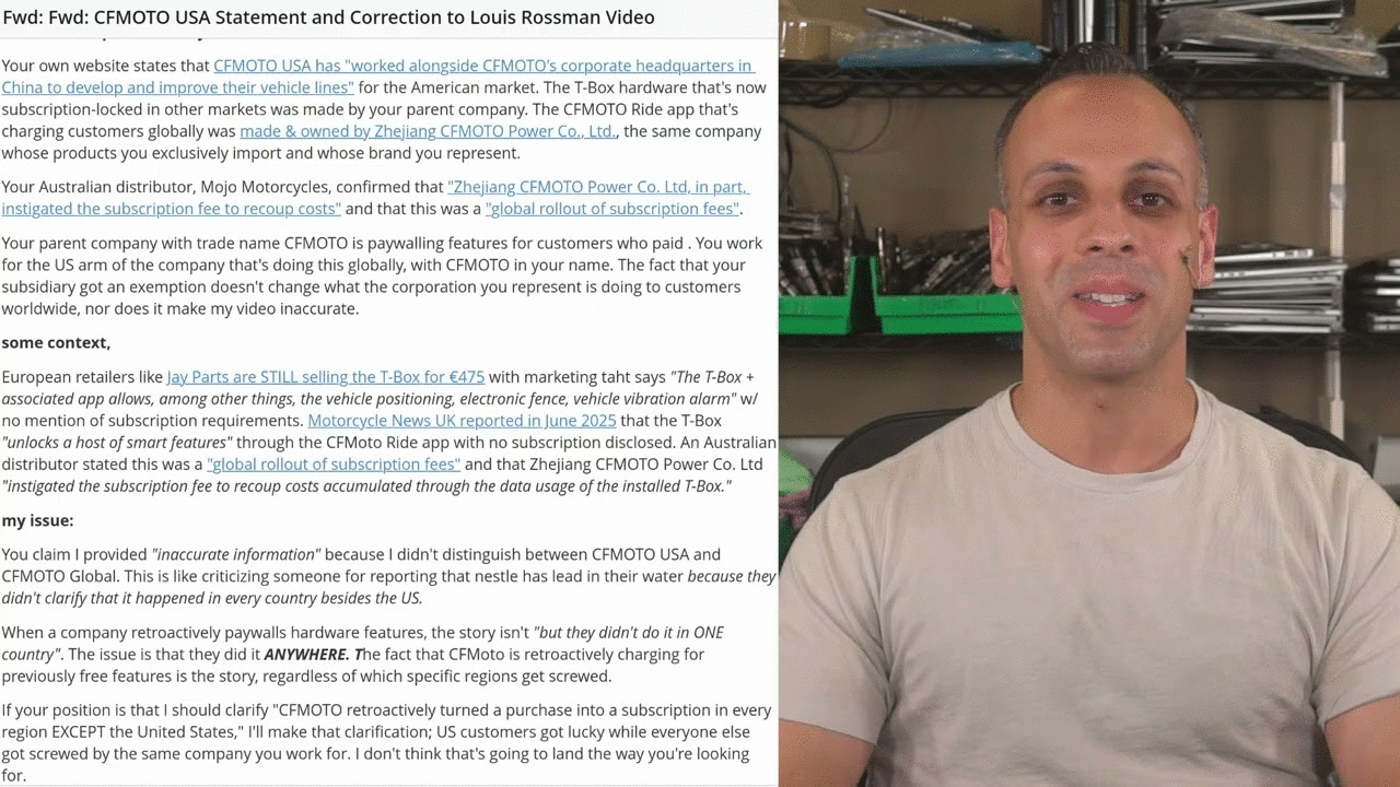 Louis corrects CFMOTO misinformation; here's what really happened