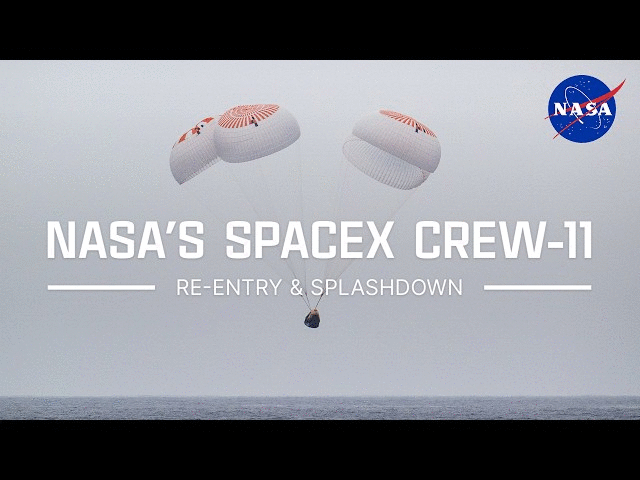 NASA's SpaceX Crew-11 Re-Entry and Splashdown