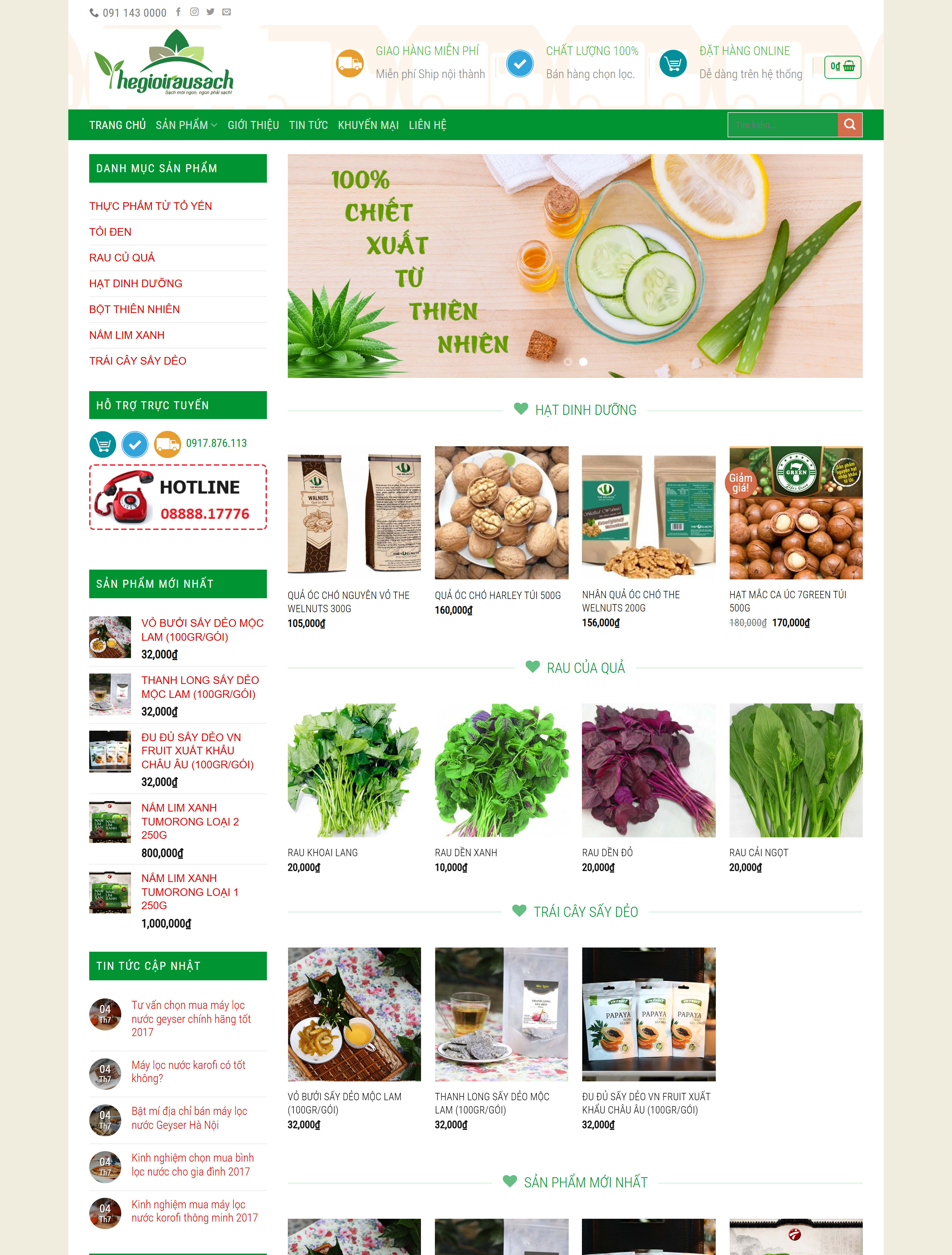Website nông sản sạch BH16 Website nông sản sạch BH16