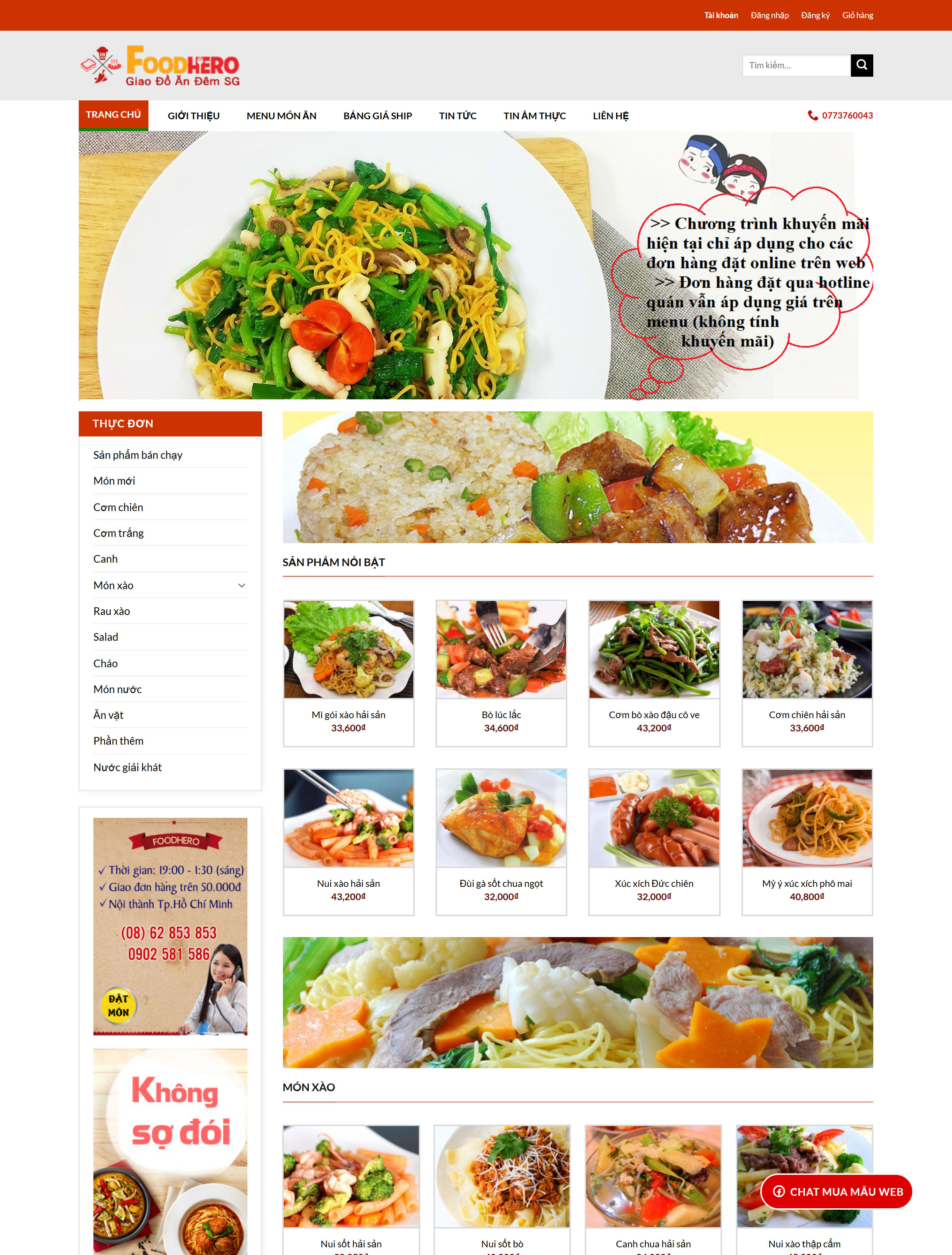 Website nhà hàng