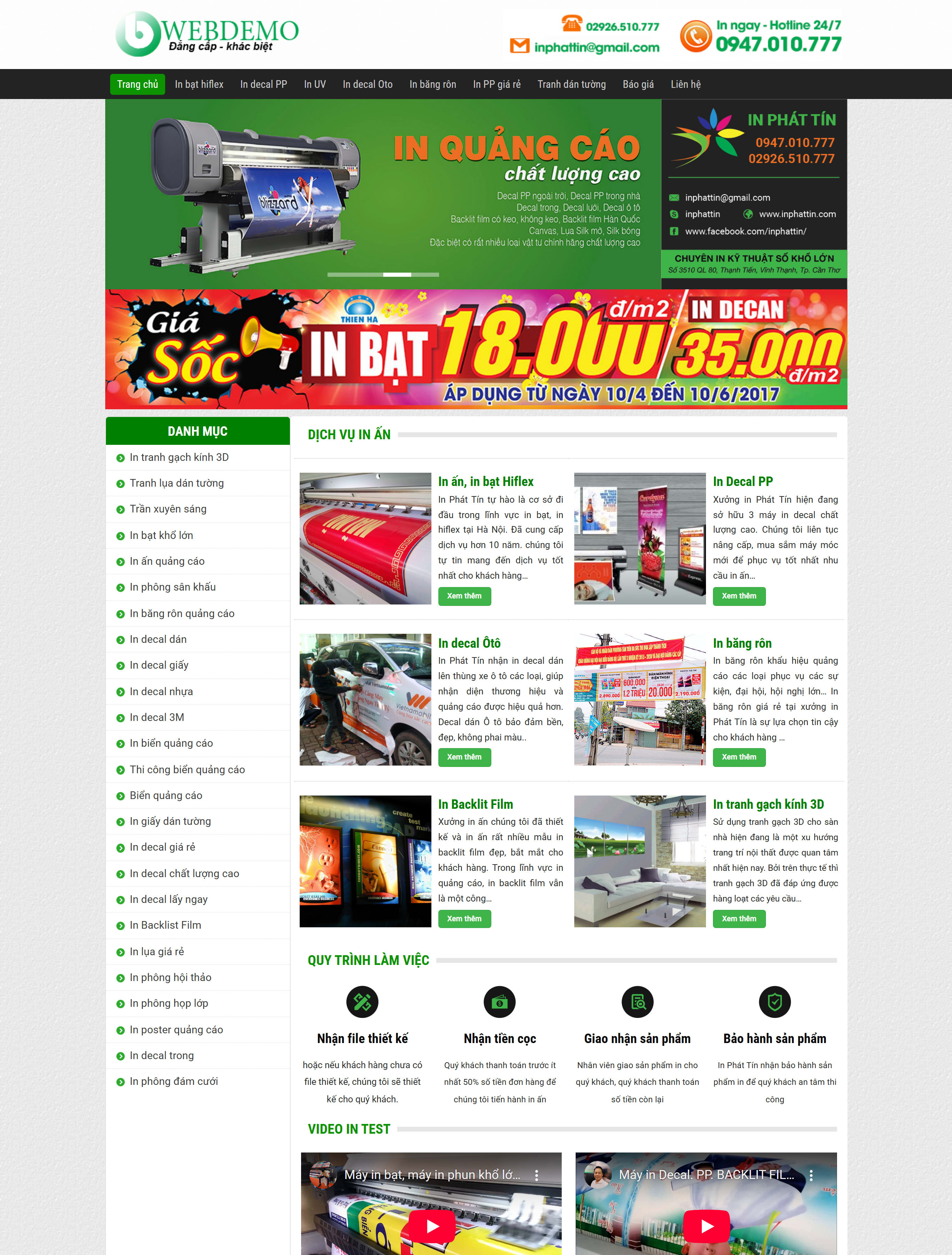 Website in ấn quảng cáo BH89