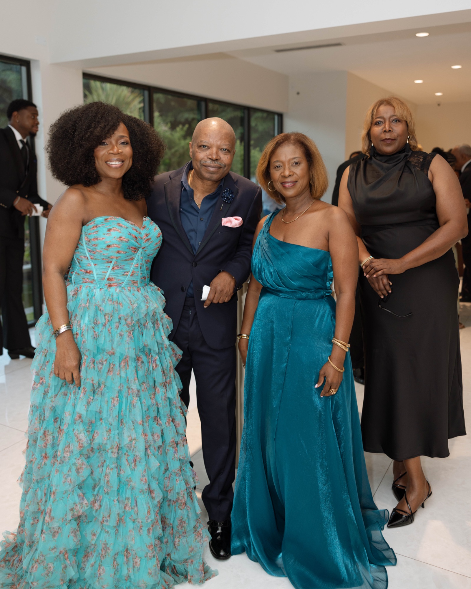 Guests together in the reception building
