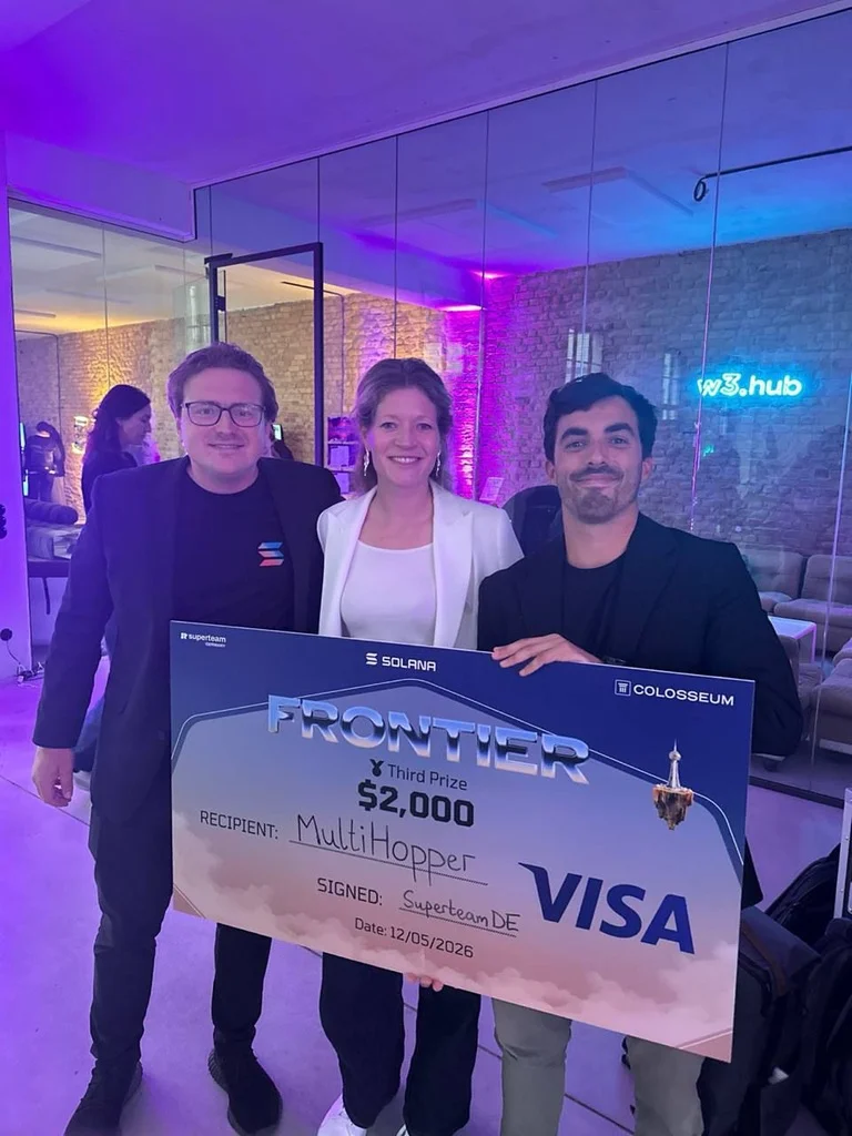 MultiHopper receiving the Visa track third-prize award in Berlin