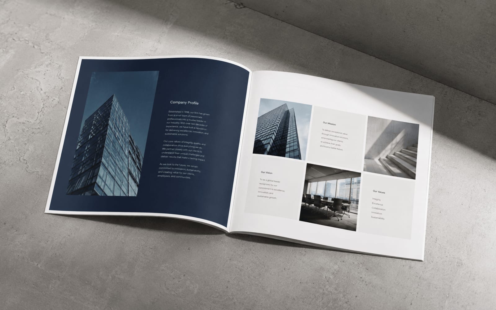 Một trang hồ sơ trình bày số liệu, logo đối tác và case study một cách ngăn nắp