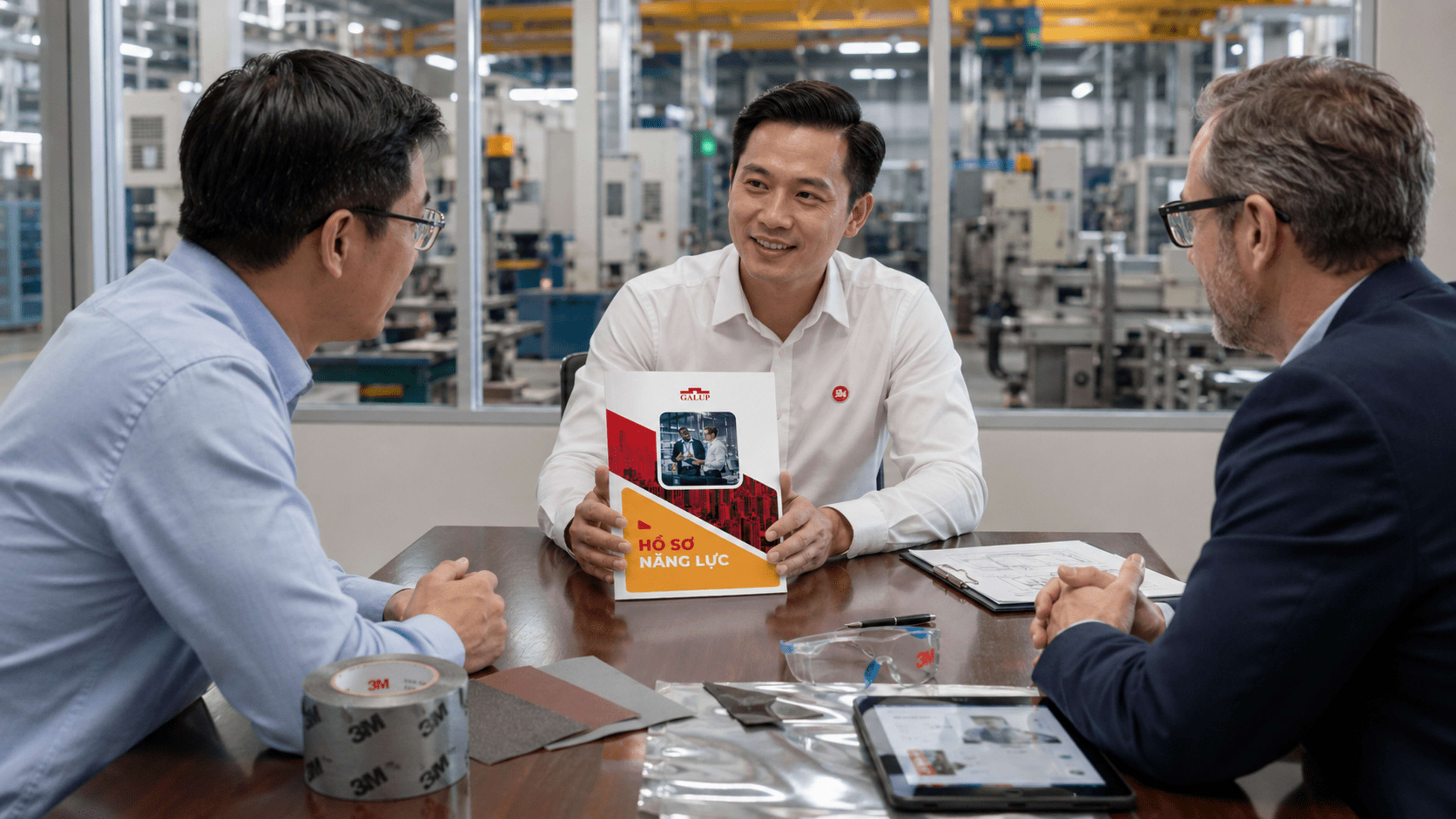 Pitch buyer FDI tại phòng họp procurement nhà máy