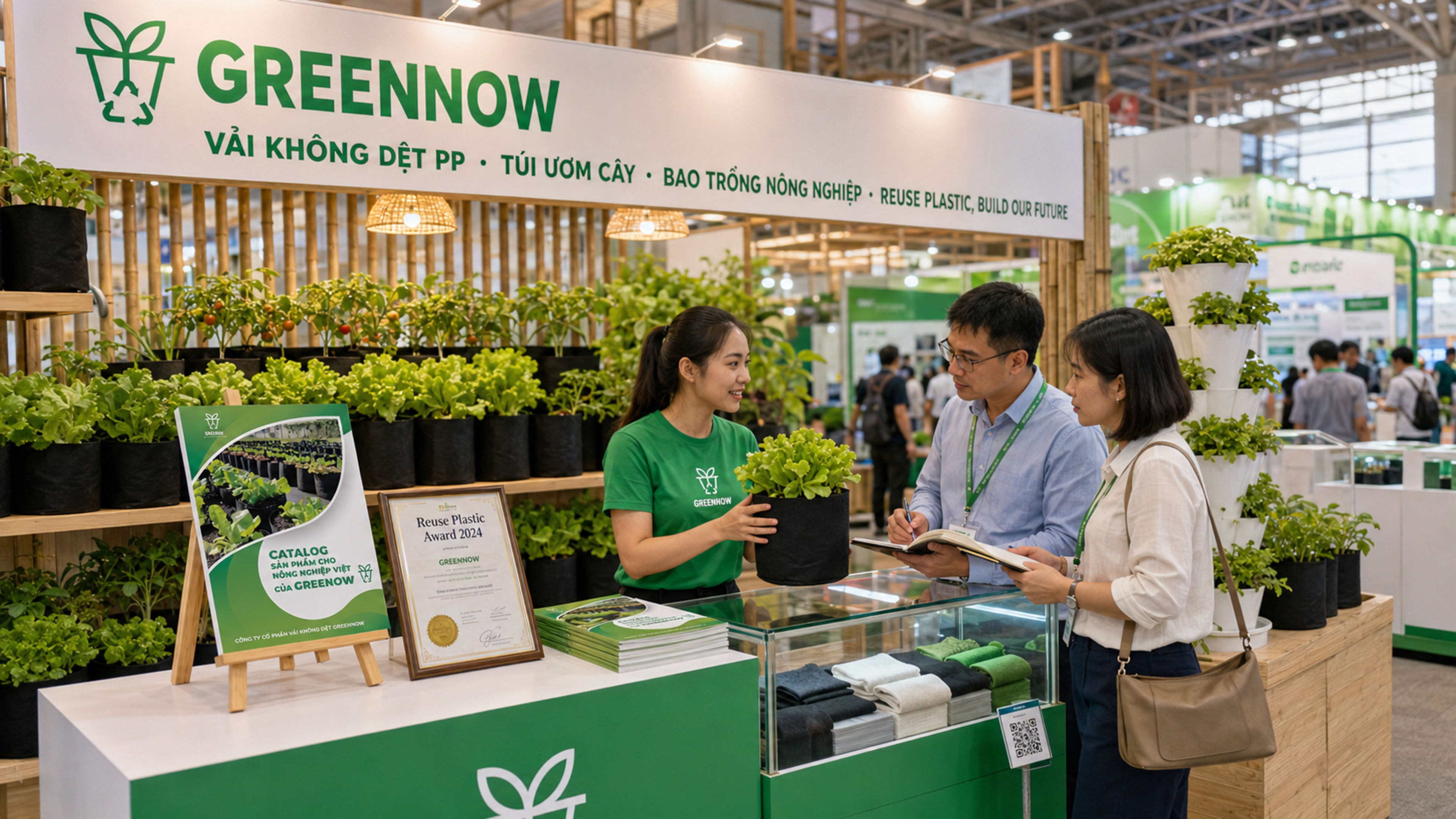 Booth Vietnam Agritech Expo Cần Thơ — vertical farm demo