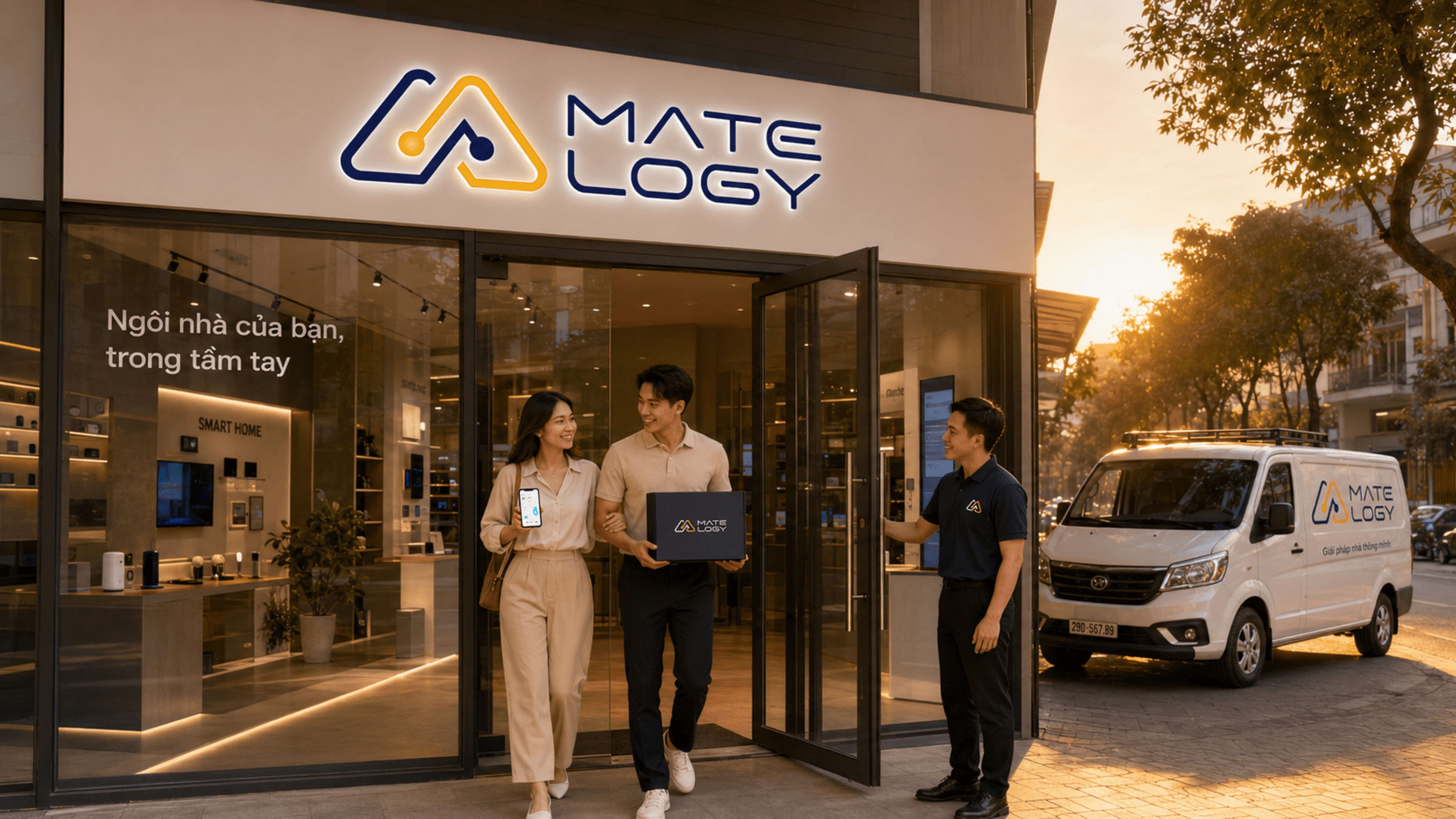 Showroom MateLogy cuối ngày, khách mang hộp hub mới và app trên điện thoại ra về.