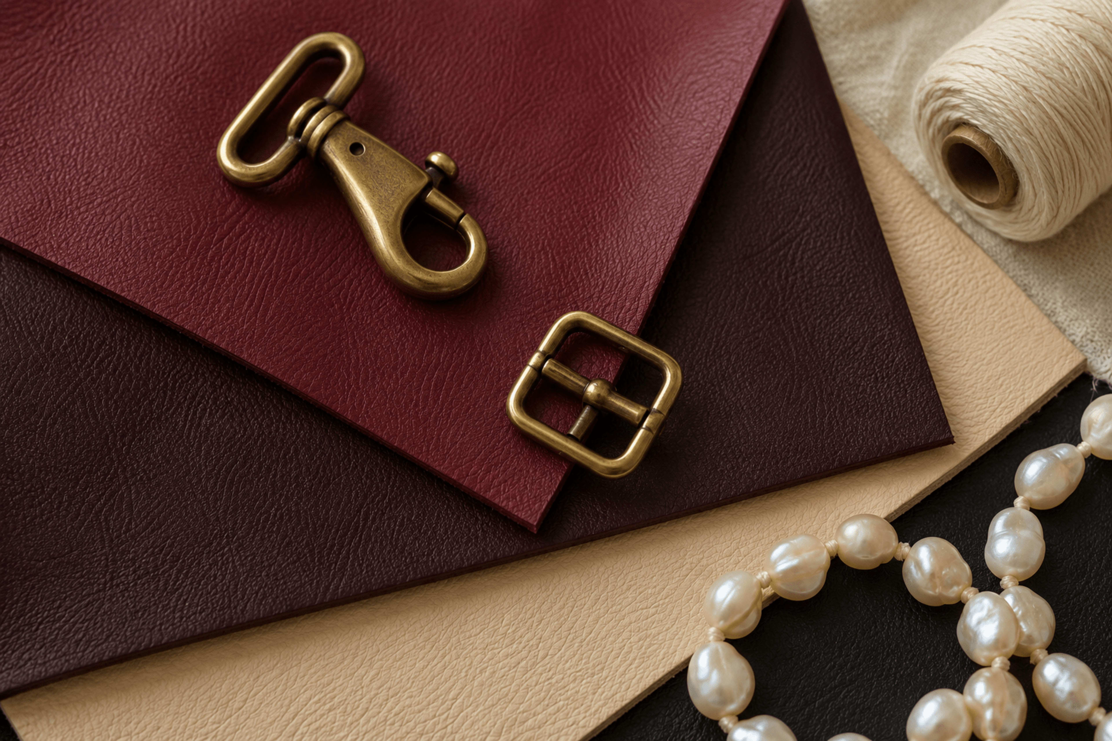 Da nappa burgundy và đồng thau