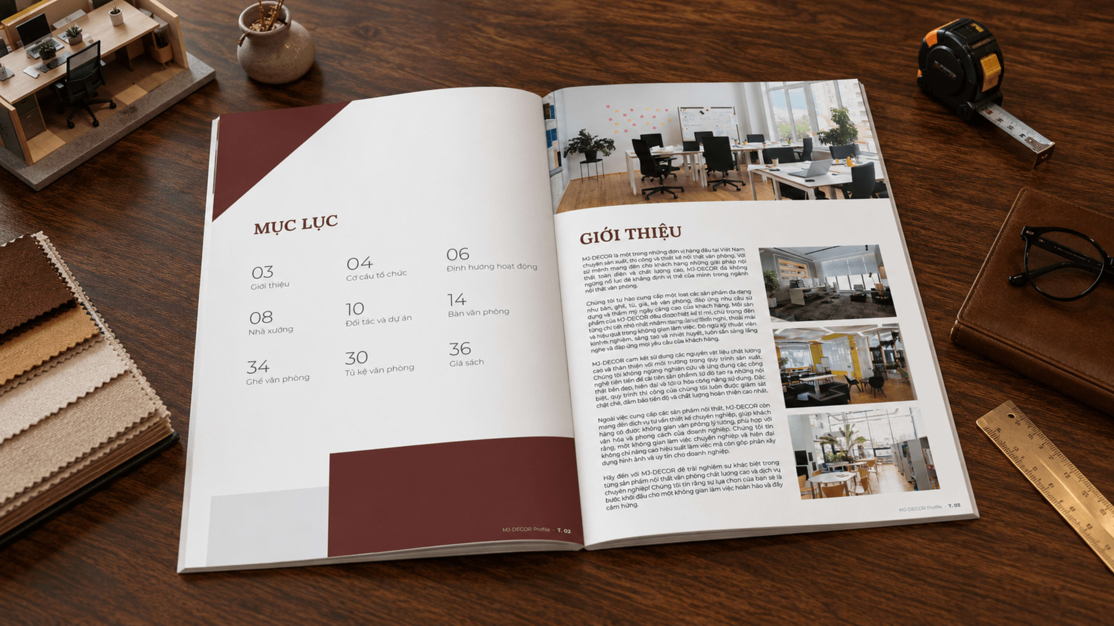 Mục lục · Giới thiệu MJ-DECOR — đơn vị sản xuất, thi công và thiết kế nội thất văn phòng