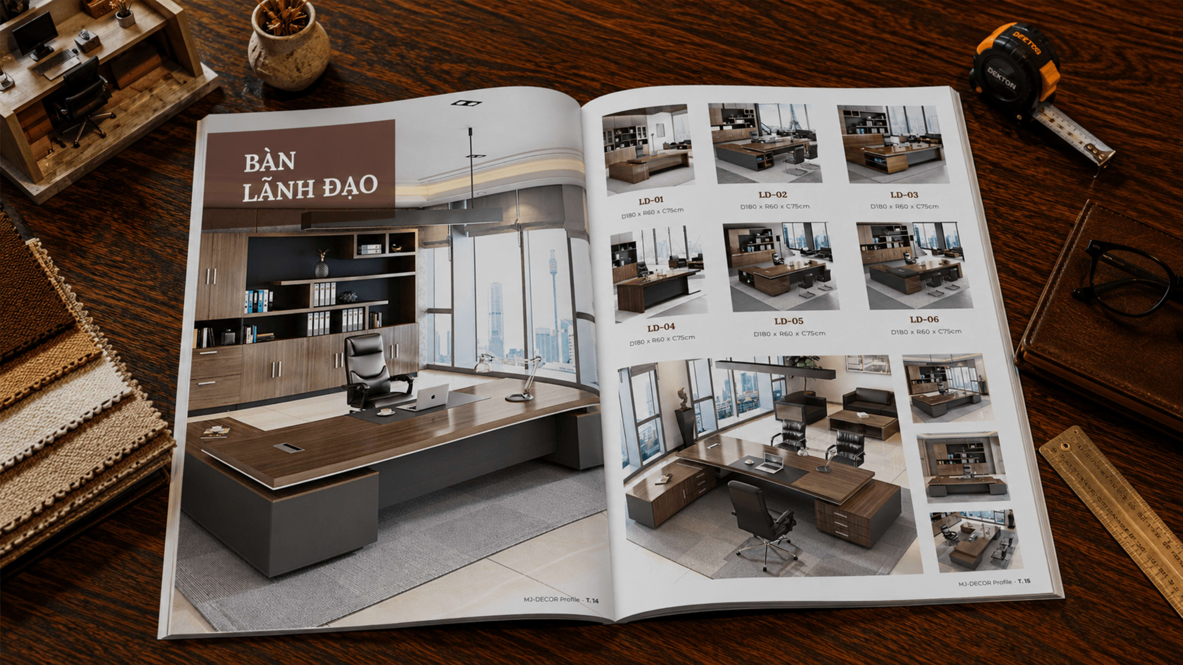 Sản phẩm BÀN LÃNH ĐẠO — 6 mẫu executive desk LD-01 → LD-06