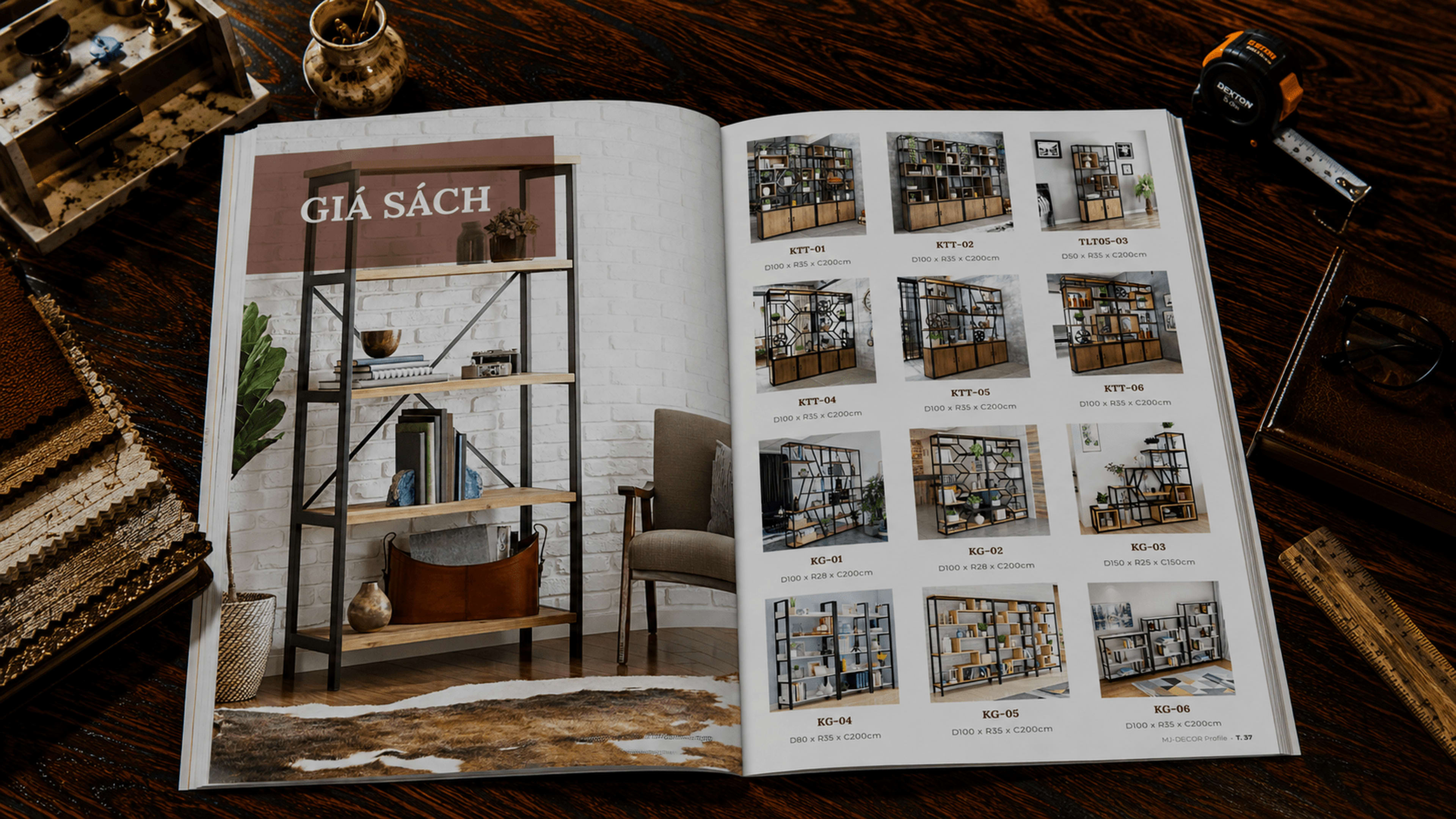Sản phẩm GIÁ SÁCH — 12 mẫu bookshelf công nghiệp + đa dạng kích thước