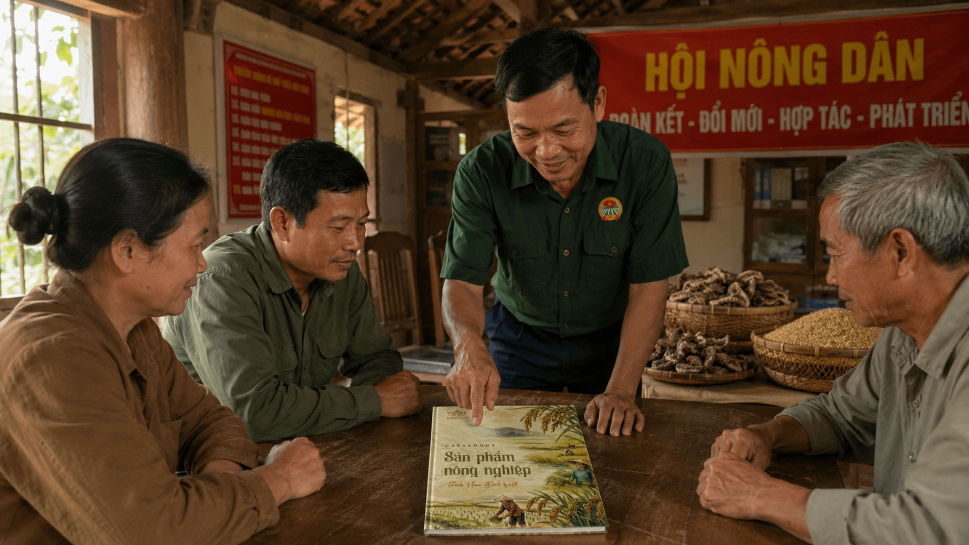 Họp HTX nông dân tại nhà văn hoá thôn