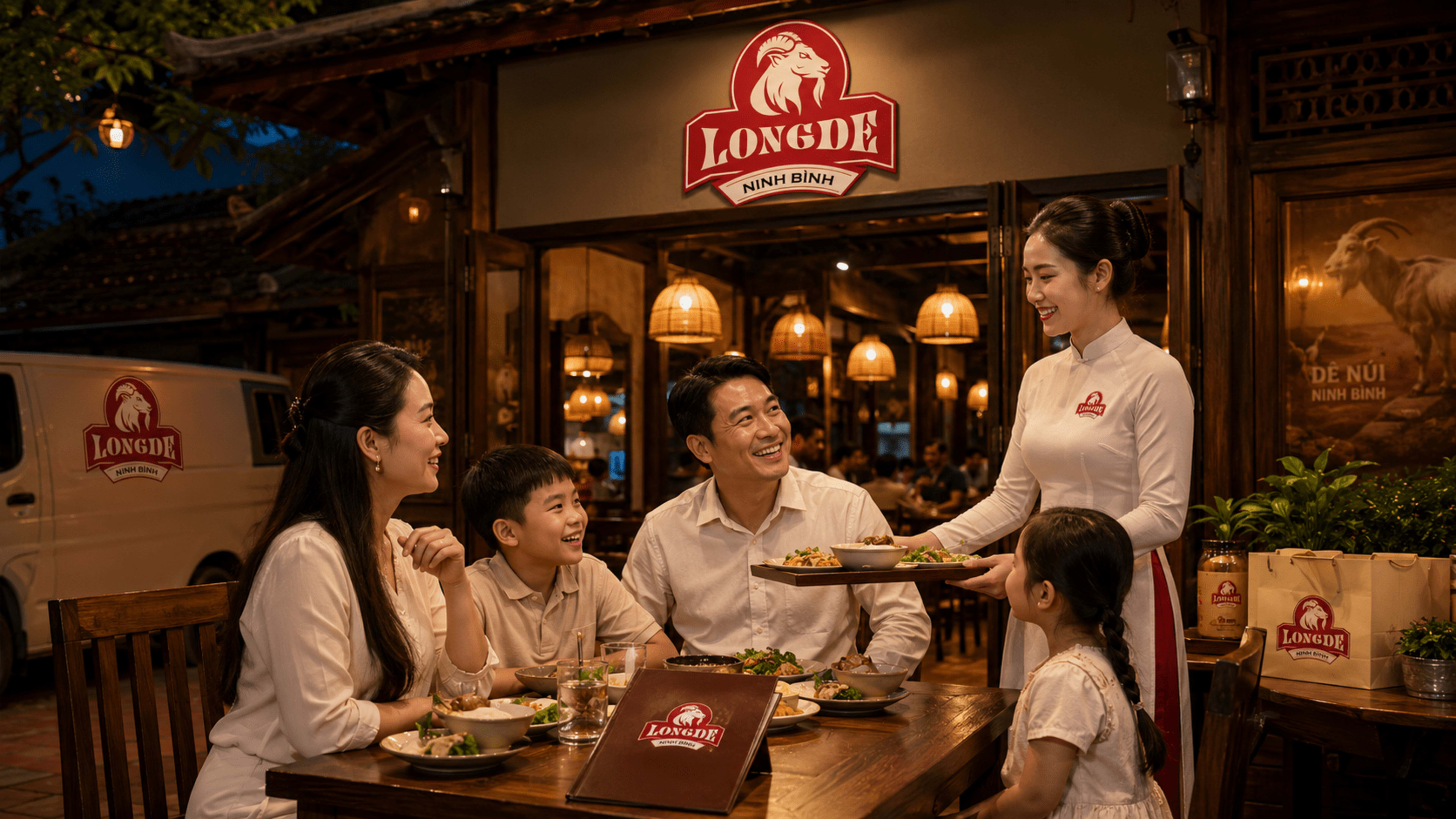 Bộ nhận diện Long Dê trong đời sống thương hiệu.