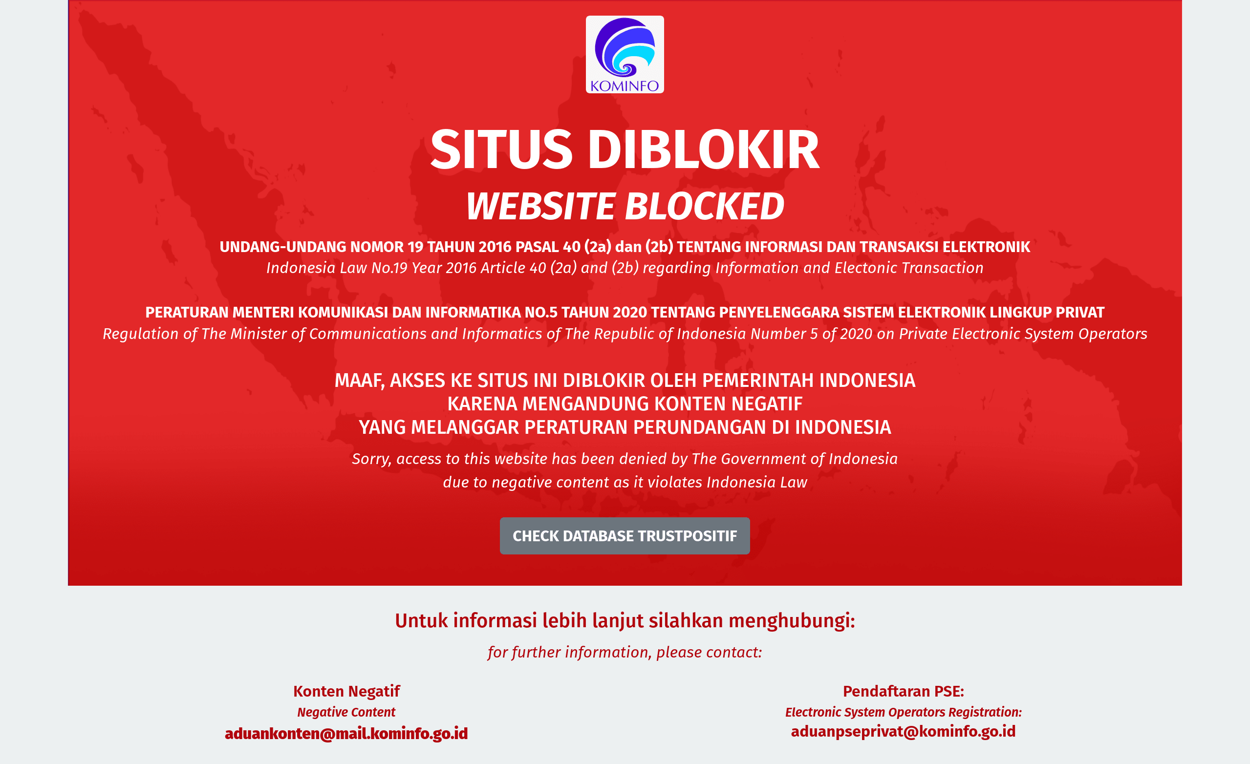 Blokir - blokiran ala Internet Sehat. Maksud Saya TrustPositif.