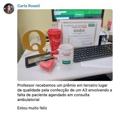 Carla Roseti · prêmio de terceiro lugar com ferramenta A3