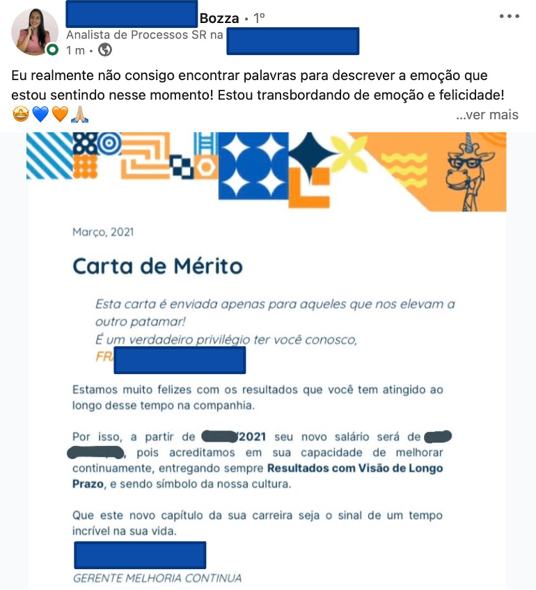 Francine · carta de mérito