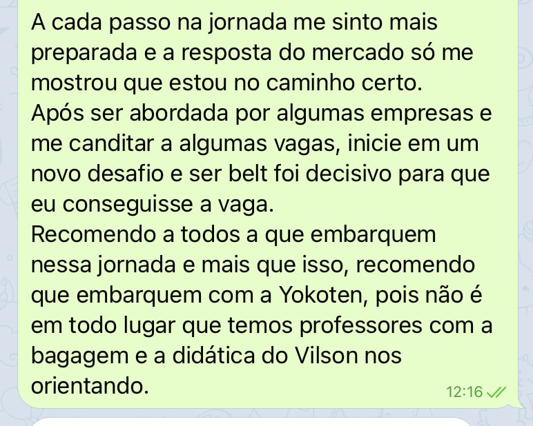 Candidato · belt foi decisivo para a vaga