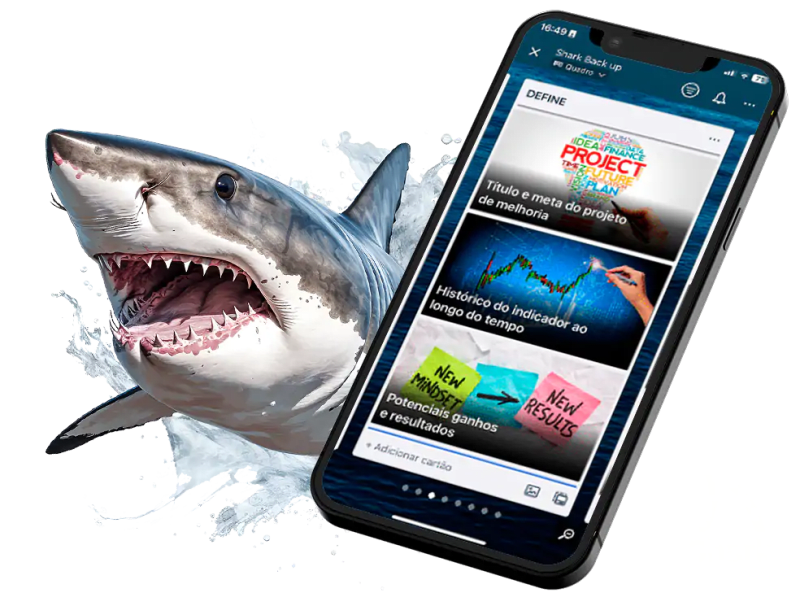 SHARKAPP · gestão de projetos DMAIC no celular
