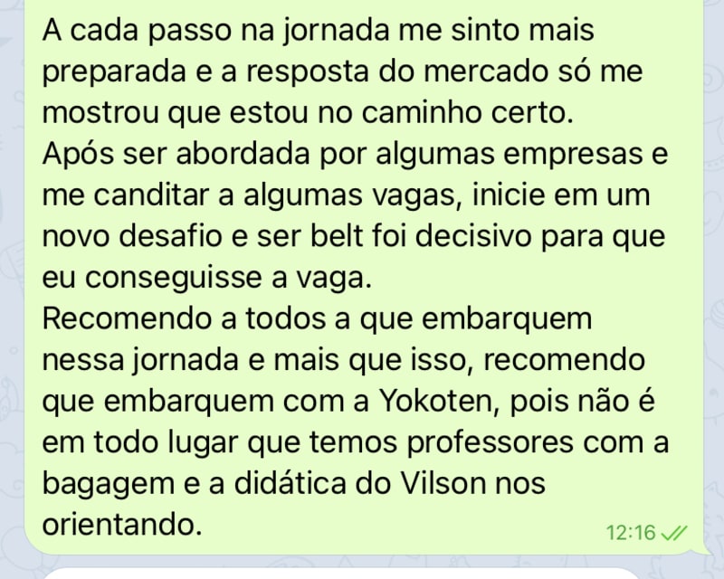 Candidato · belt foi decisivo para a vaga