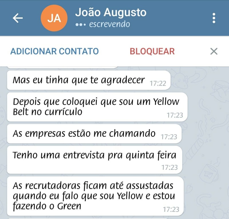 João Augusto · Yellow Belt no currículo atrai recrutadores