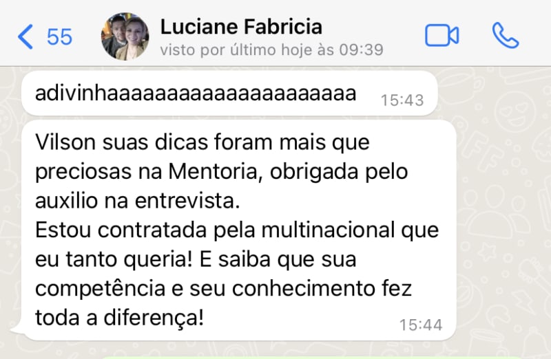 Luciane Fabricia · contratada pela multinacional dos sonhos