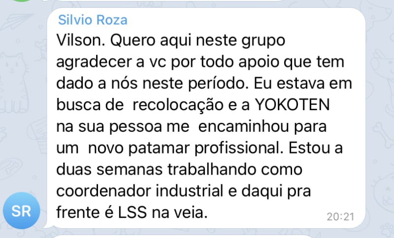 Silvio Roza · recolocação como coordenador industrial