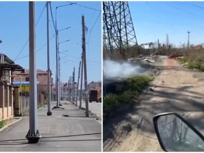 ​Мэр Краснодара поручил разобраться, почему на улице Ратной Славы посреди нового тротуара “выросли” столбы