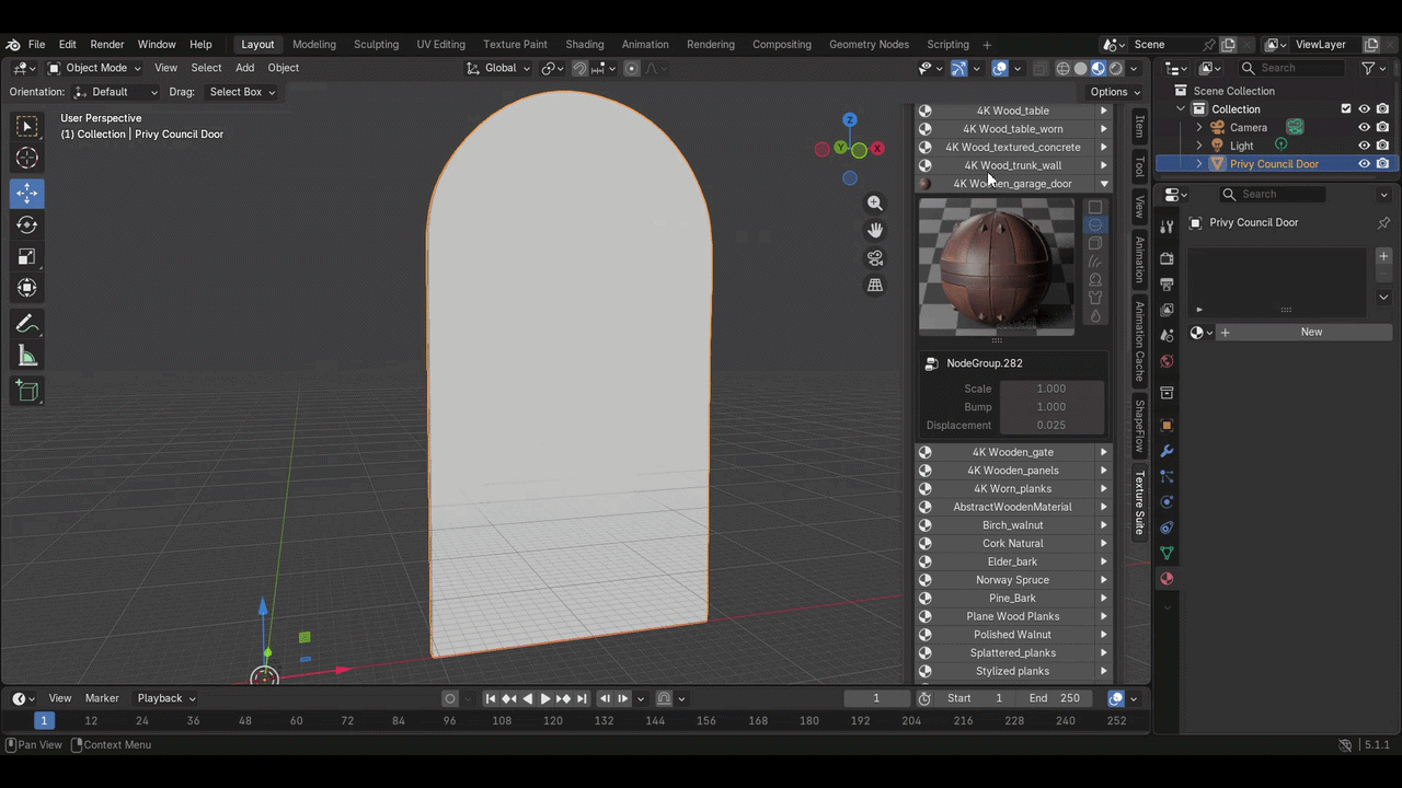 Wooden door texture animation