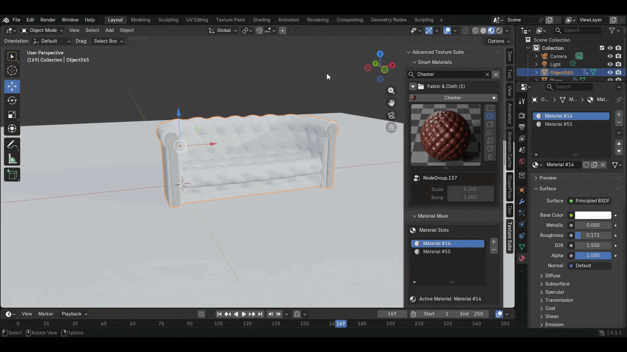 Sofa texture animation