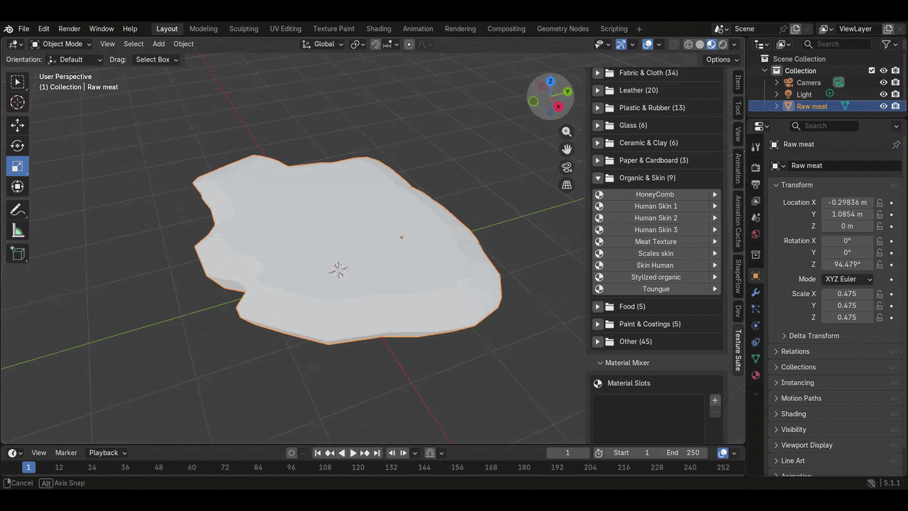 Organic meat texture animation