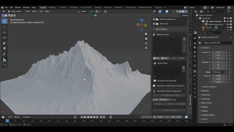 Mountain environment texture animation
