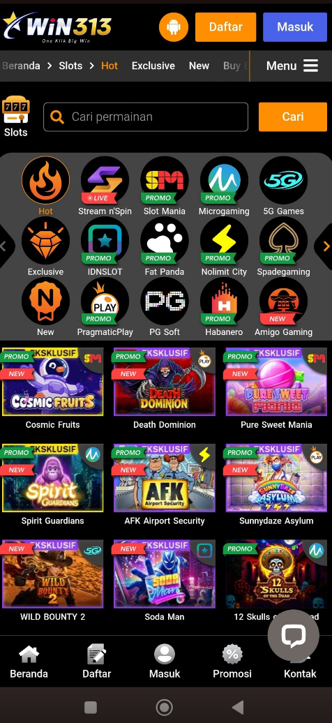 Tampilan utama win313 gacor