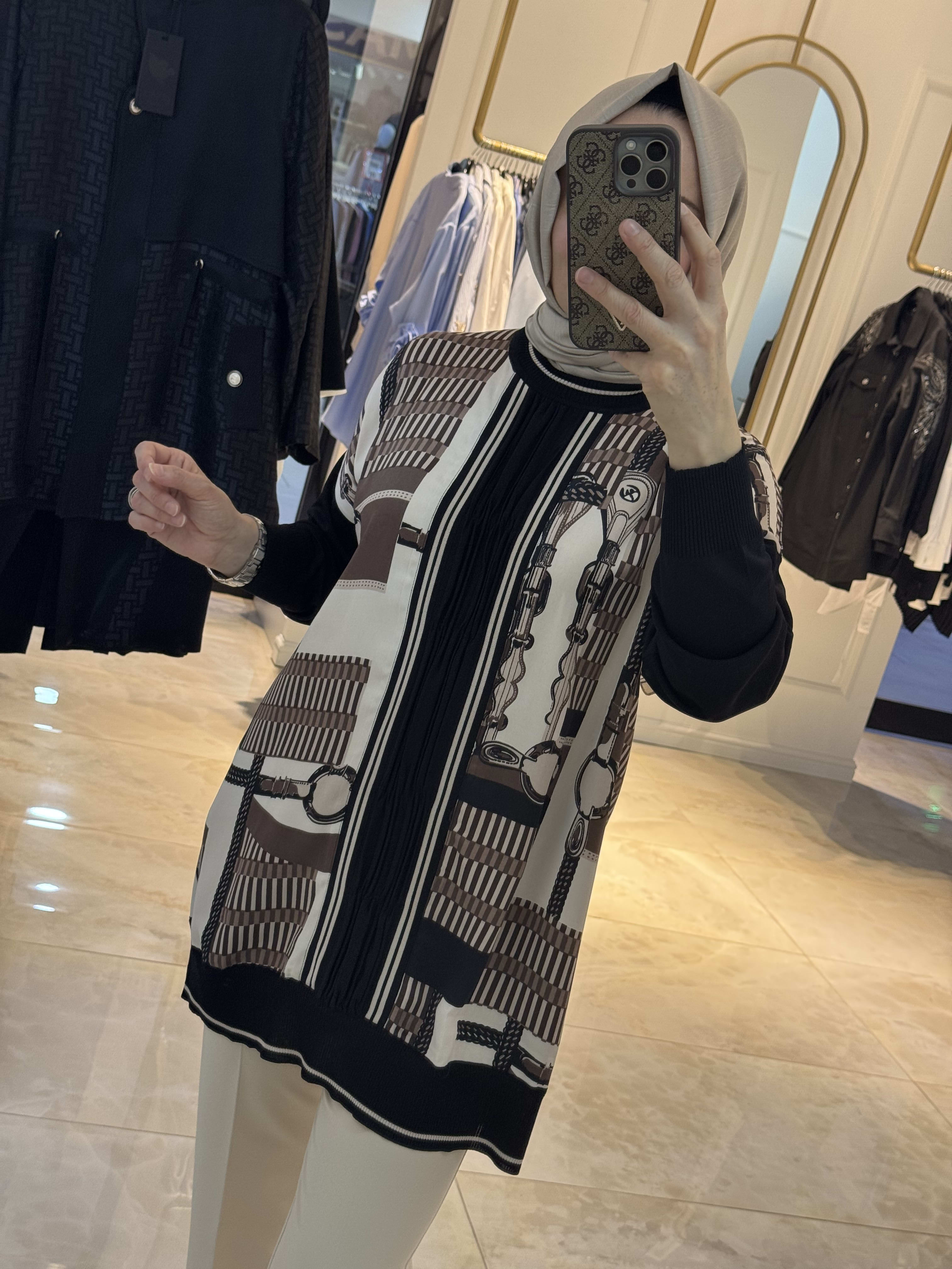 Şal Desen İpek Saten Tunik