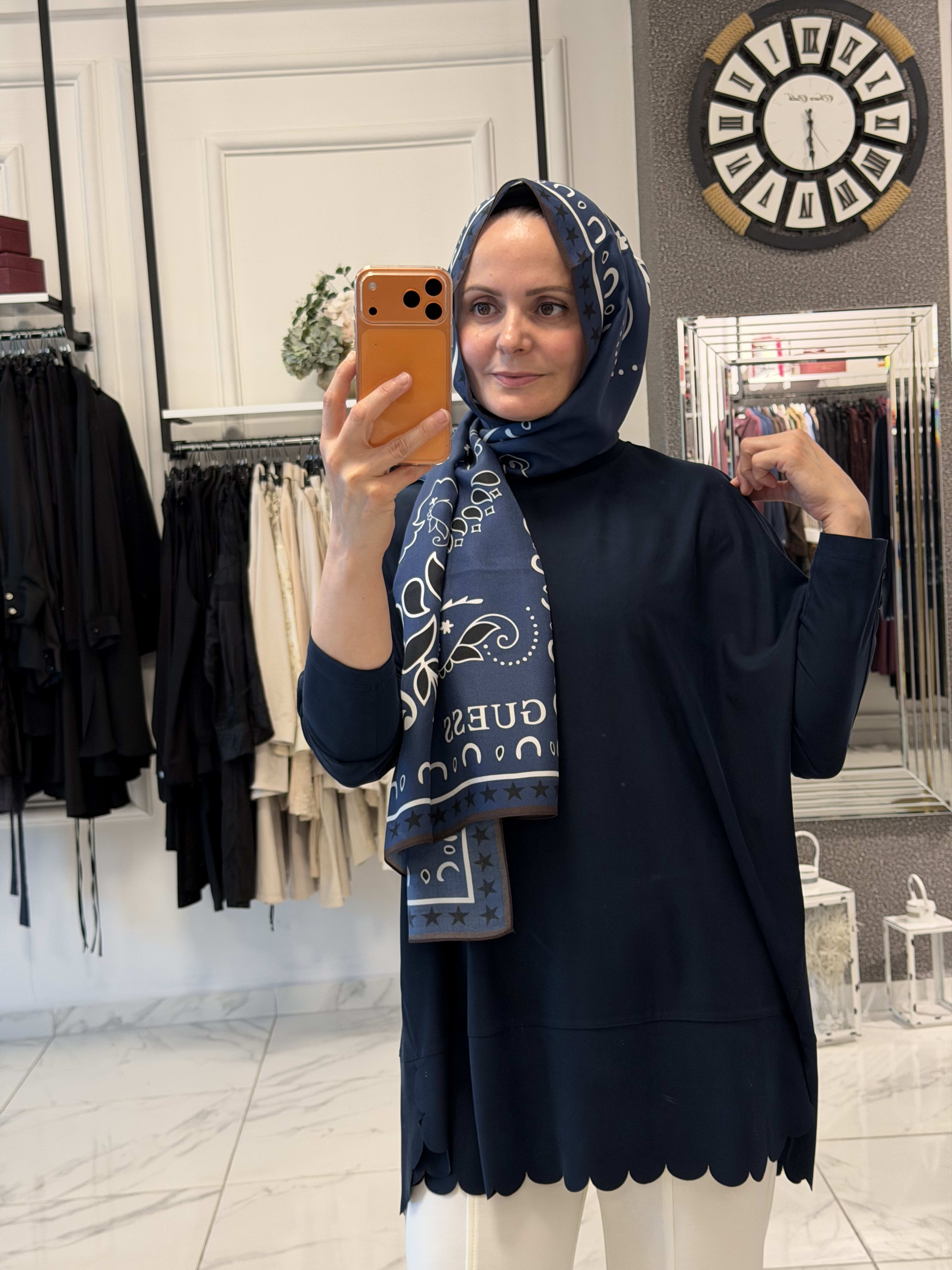 Lazer Kesim Tunik  - Lacivert