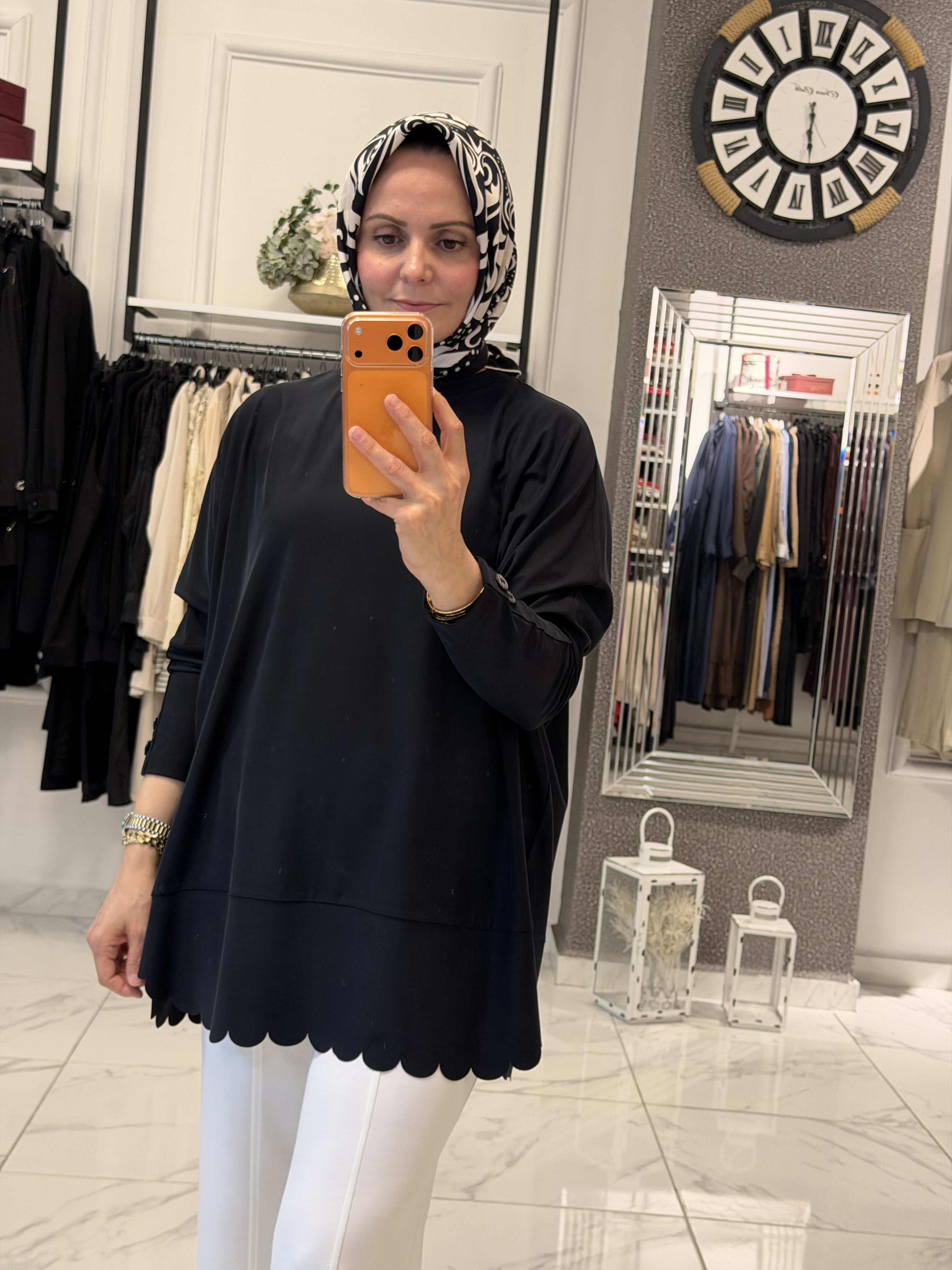 Lazer Kesim Tunik  - Siyah