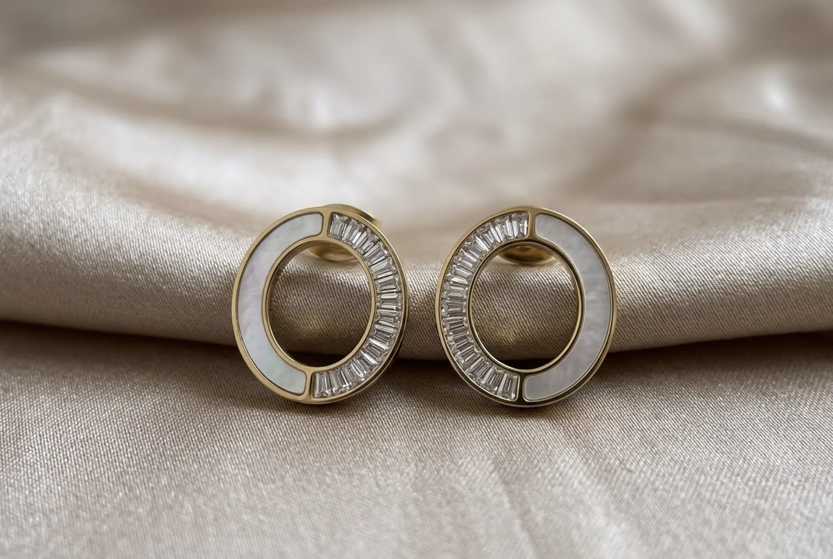 Boucles anneaux avec pendentif pavé