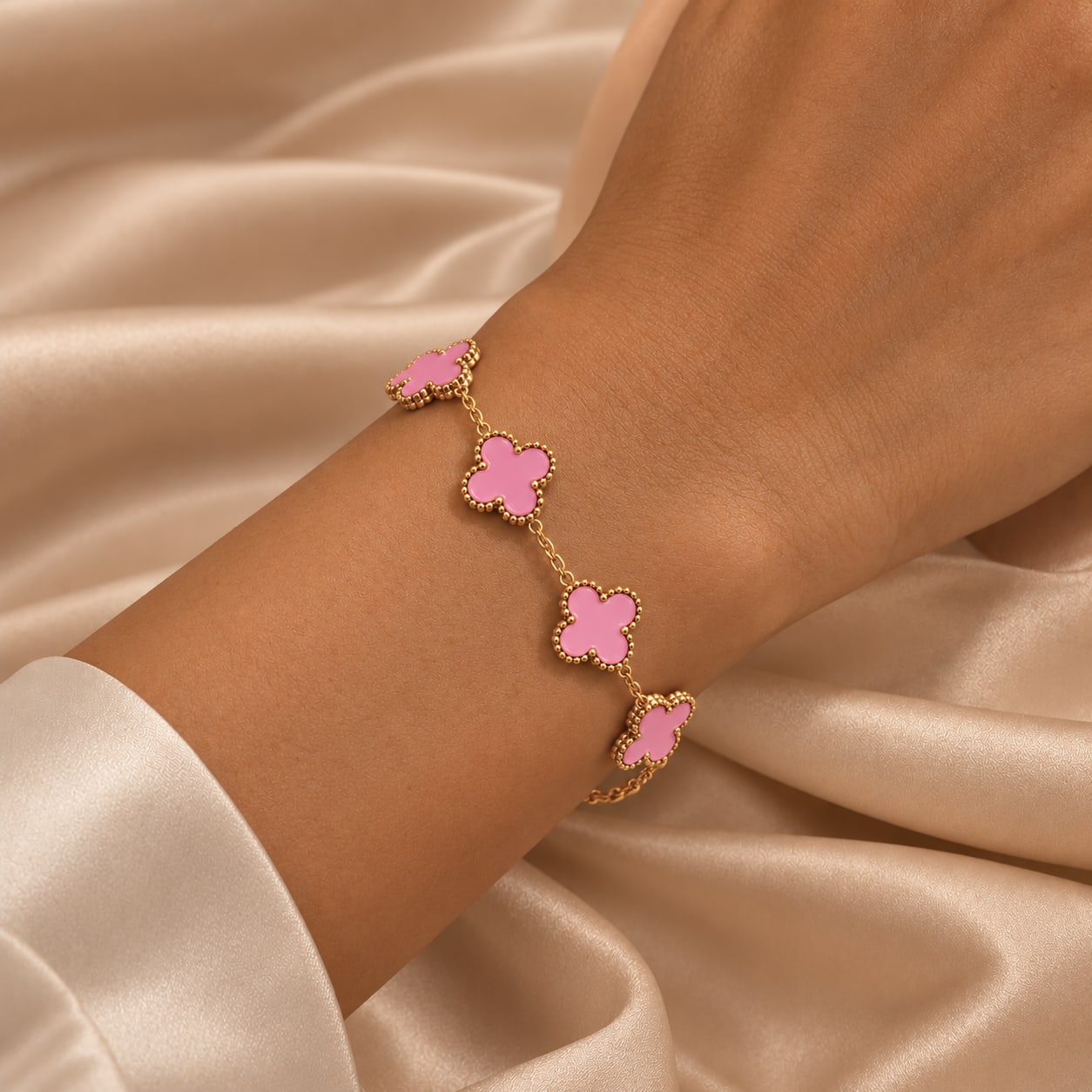 Bracelet Trèfle Rose Doré – Style Van Cleef — photo 2